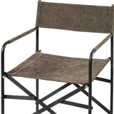 Brown Leather With Black Iron Frame Dining Chair