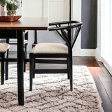 Linen Seat With Black Wooden Base Dining Chair