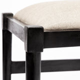 Linen Seat With Black Wooden Base Dining Chair