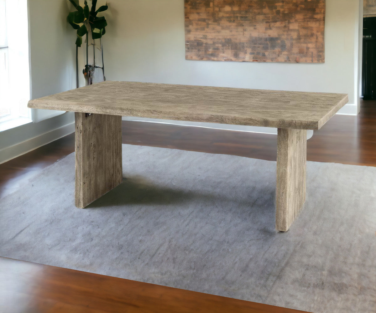 80" Gray Solid Wood Sled Base Dining Table