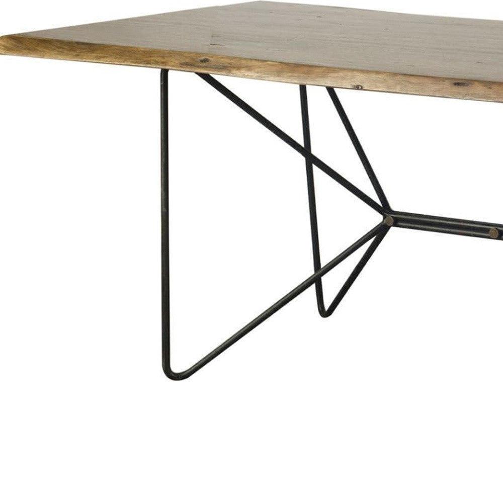 Natural Tapered Live Edge Top With  Iron Base Dining Table