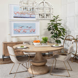 60" Round Blonde Solid Wood And Base Dining Table