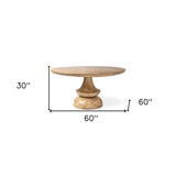 60" Round Blonde Solid Wood And Base Dining Table