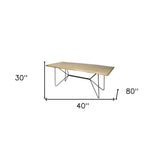 40" Brown And Black Solid Wood And Metal Dining Table