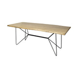 40" Brown And Black Solid Wood And Metal Dining Table