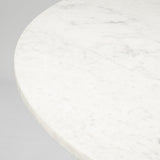 48" Round White Marble Top With Black Metal Base Dining Table