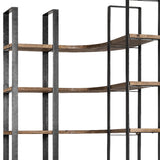 Curved Dark Brown Wood And Black Iron 6 Shelving Unit