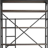 Brown Wood Shelving Unit With Gun Metal Ladder And 4 Shelves