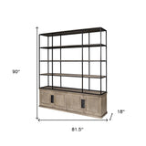 Light Brown Wood And Iron Shelving Unit With 3 Shelves