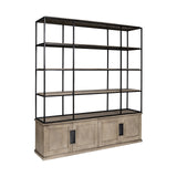 Light Brown Wood And Iron Shelving Unit With 3 Shelves