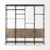 Medium Brown Wood And Metal Multi Shelves Shelving Unit