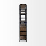 Medium Brown Wood And Metal Multi Shelves Shelving Unit