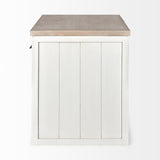 White And Brown Two Tone Wooden Kitchen Island With 3 Drawers