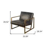 Black Leather Seat Accent Chair With Gold Metal Frame