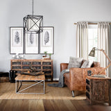 23" Brown Solid Wood Square End Table With Three Drawers