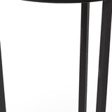 18" Round White Marble Top Accent Table With Black Metal Frame