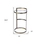 27" Gold And Clear Glass Round End Table