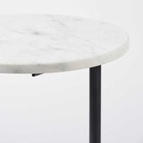27" Black And White Marble Round End Table