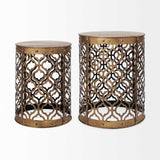 Set of Two 20" Gold Unavailable Round End Table