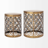 Set of Two 20" Gold Unavailable Round End Table