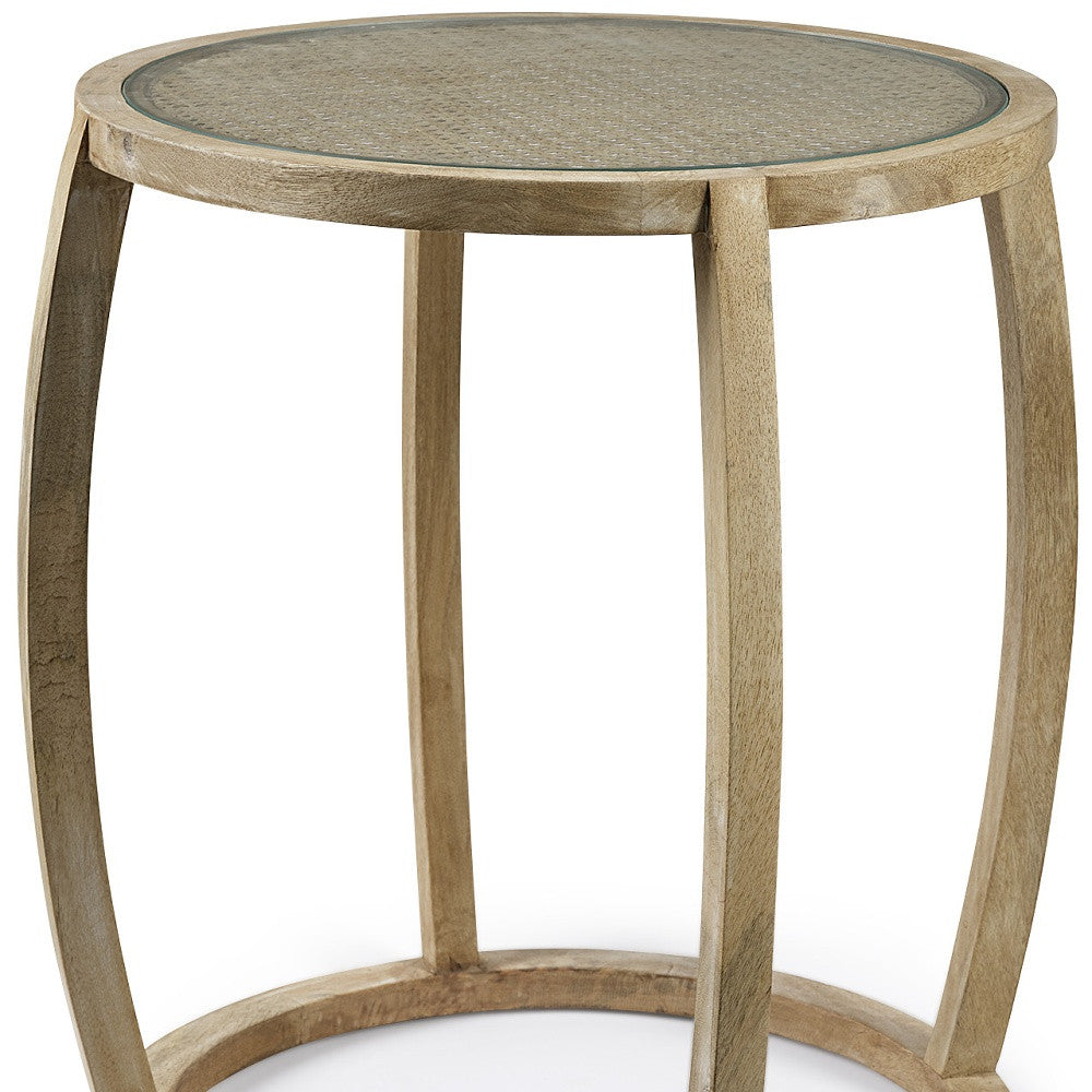 26" Brown Glass Round End Table