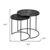 Set of Two 20" Black Iron Round End Table