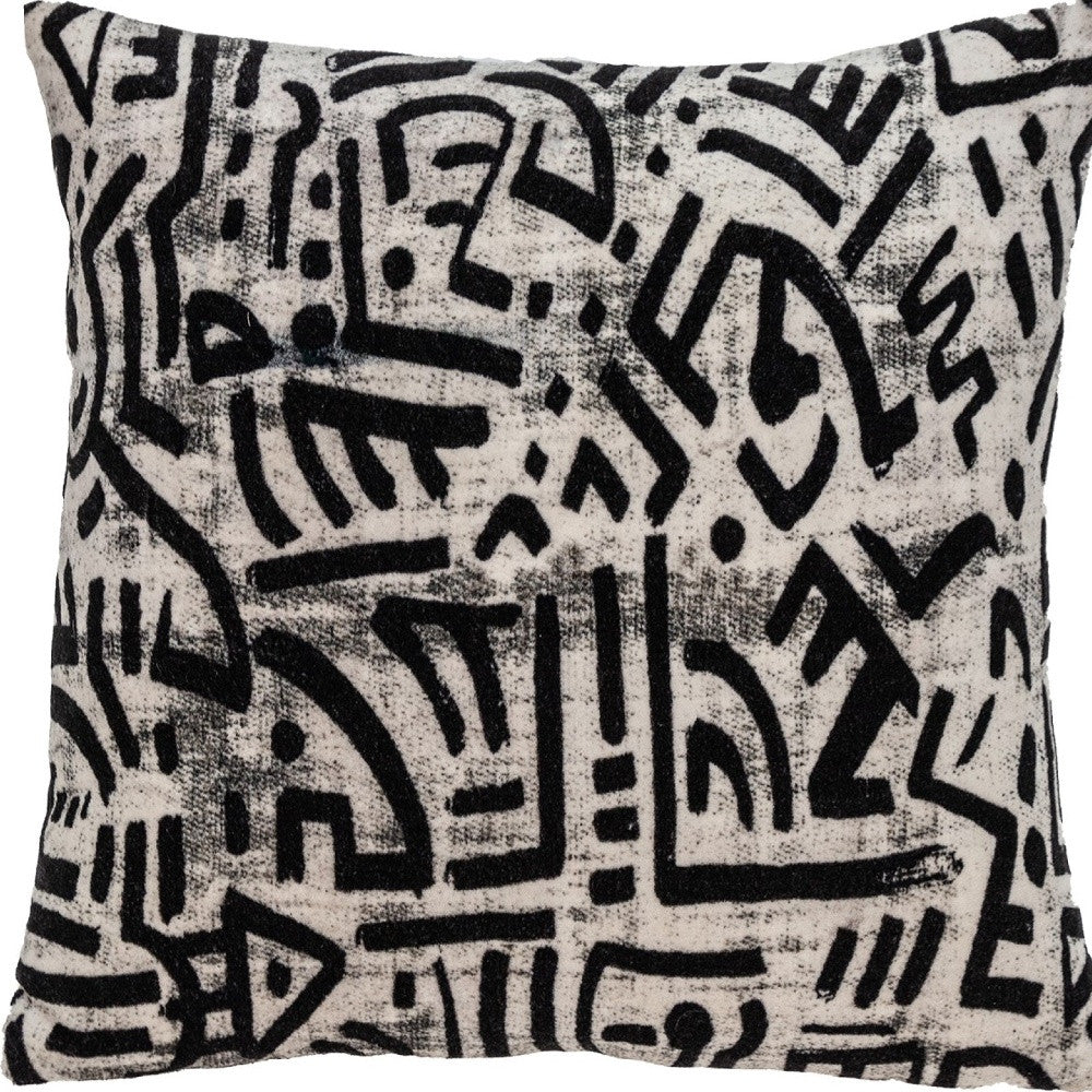 Black And White Abstract Velvet Throw Pillow