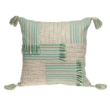 Cream And Mint Woven Throw Pillow