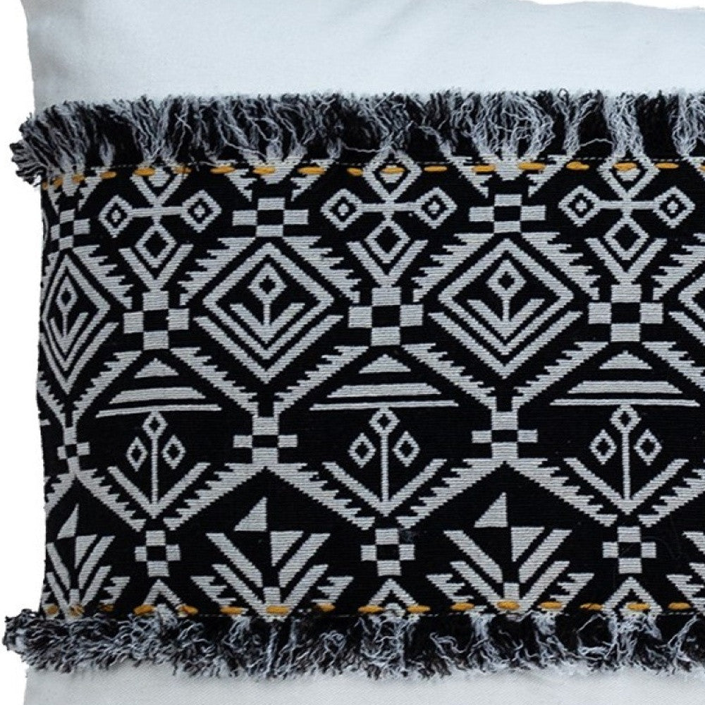 Black And White Patched Throw Pillow