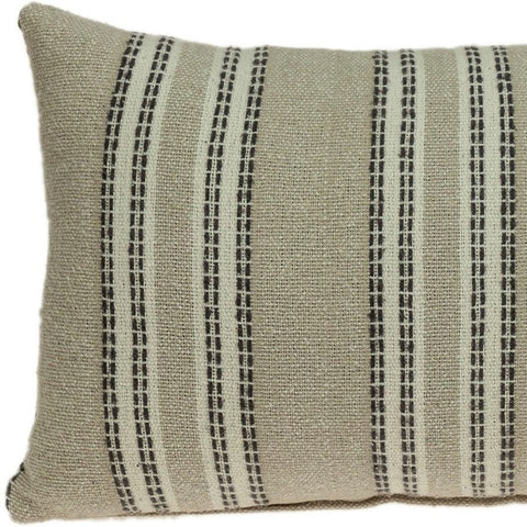 Oatmeal Stripe Weave Lumbar Throw Pillow