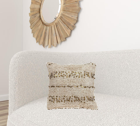 Boho Woven Shaggy Sequin Throw Pillow