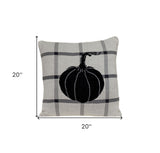 Grey Plaid Pumpkin Throw Pillow