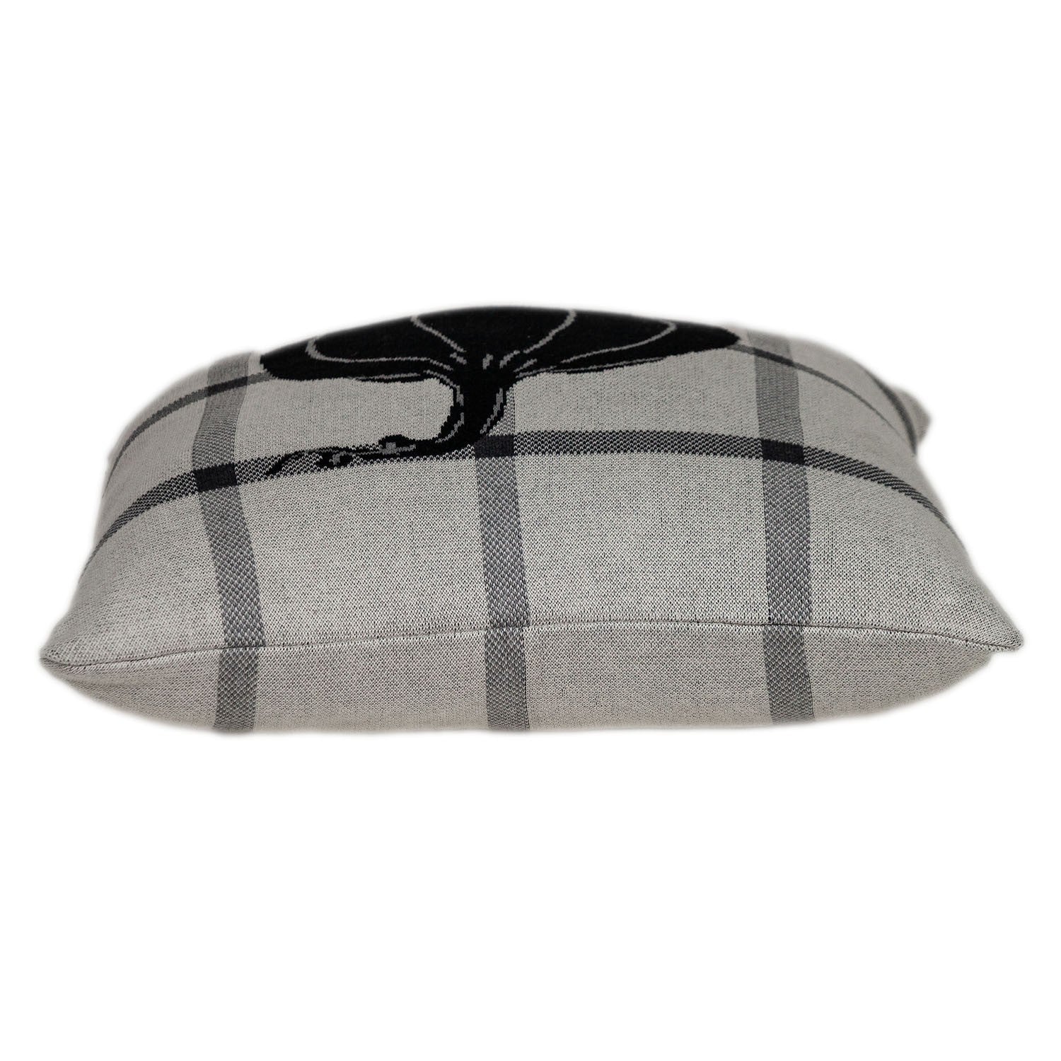 Grey Plaid Pumpkin Throw Pillow