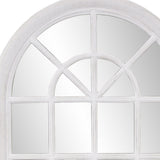 White Washed Mirror With Arched Panel Window Design