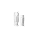 Set of Two Ceramic White Cylinder Table Vases