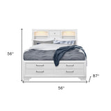 White Solid Wood Full Eight Drawers Bed