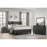 Solid Wood Queen Gray Eight Drawers Bed