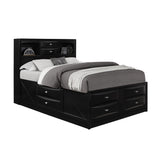 Solid Wood King Black Eight Drawers Bed