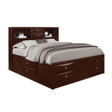 Solid Wood Queen Merlot Eight Drawers Bed