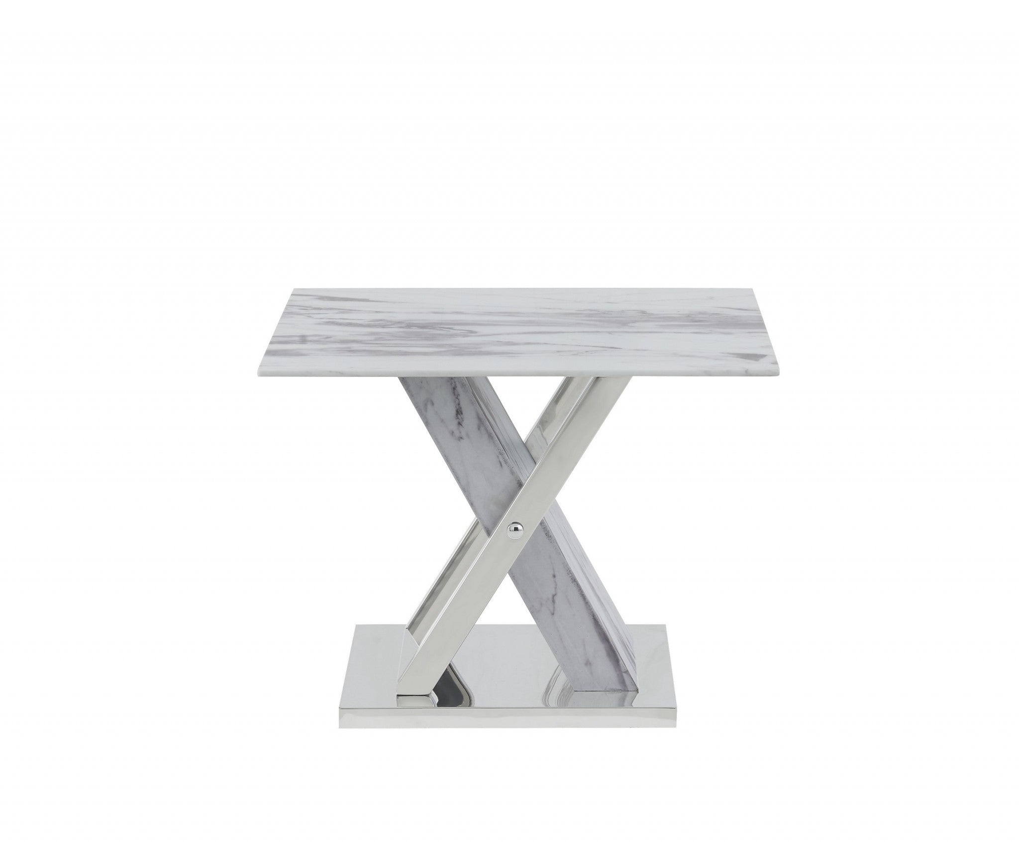 18" Silver Solid and Manufactured Wood Square End Table