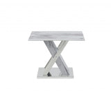 18" Silver Solid and Manufactured Wood Square End Table