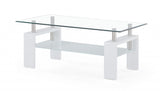 43" Clear And White Glass Coffee Table With Shelf
