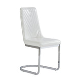 Set Of 2 Modern White Dining Chairs With Horse Shoe Style Metal Base