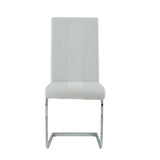 Set Of 4 White Two Toned Dining Chairs With Silver Tone Metal Base