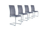 Set Of 4 Two Tone Grey And Chrome Dining Chairs