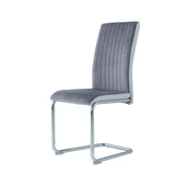 Set Of 4 Two Tone Grey And Chrome Dining Chairs