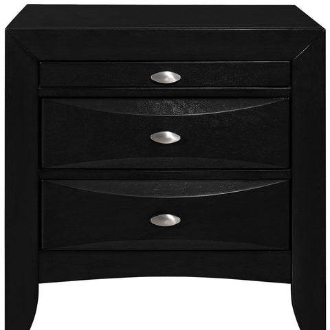 Black Nightstand With 2 Chambered Drawer