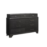 59" Gray Solid Wood Nine Drawer Double Dresser