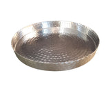 Handcrafted 13" Hammered Stainless Steel Round Tray