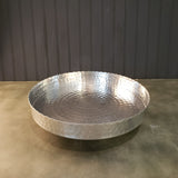 Handcrafted 13" Hammered Stainless Steel Round Tray